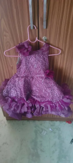 1st Birthday Occasion Frock/Dress for Baby Girl - Purple