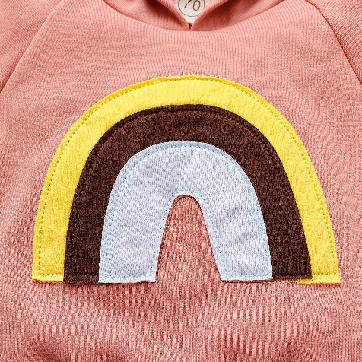 2-Pieces Baby Girl Rainbow Hooded Set