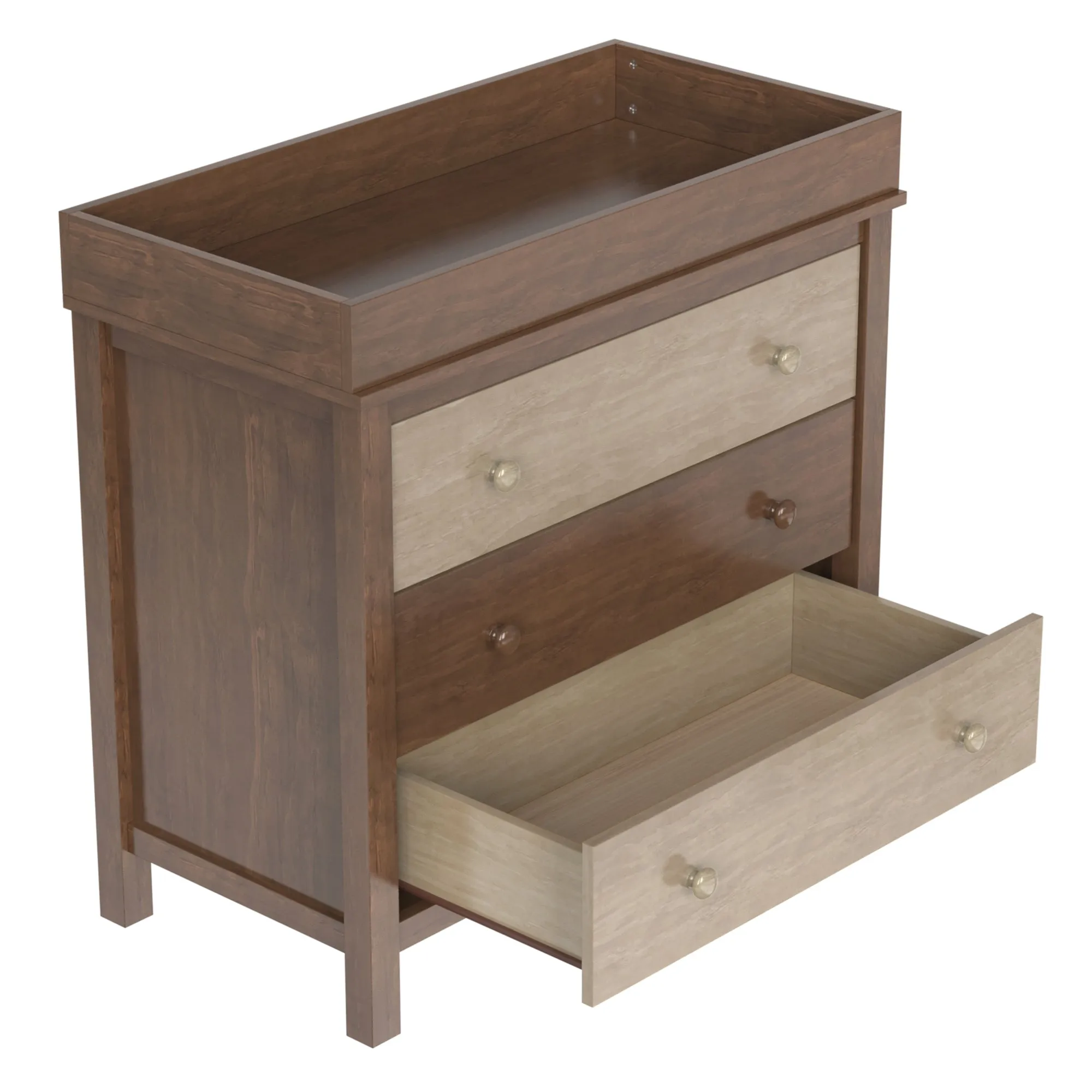 3-Drawer Changer Dresser with Removable Changing Tray in Brown