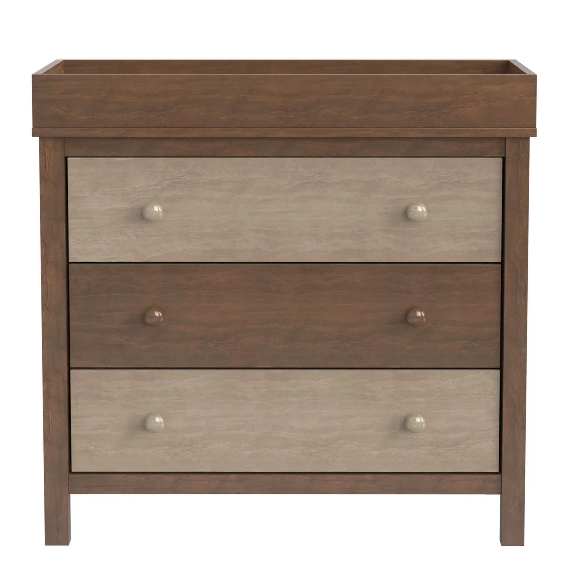 3-Drawer Changer Dresser with Removable Changing Tray in Brown