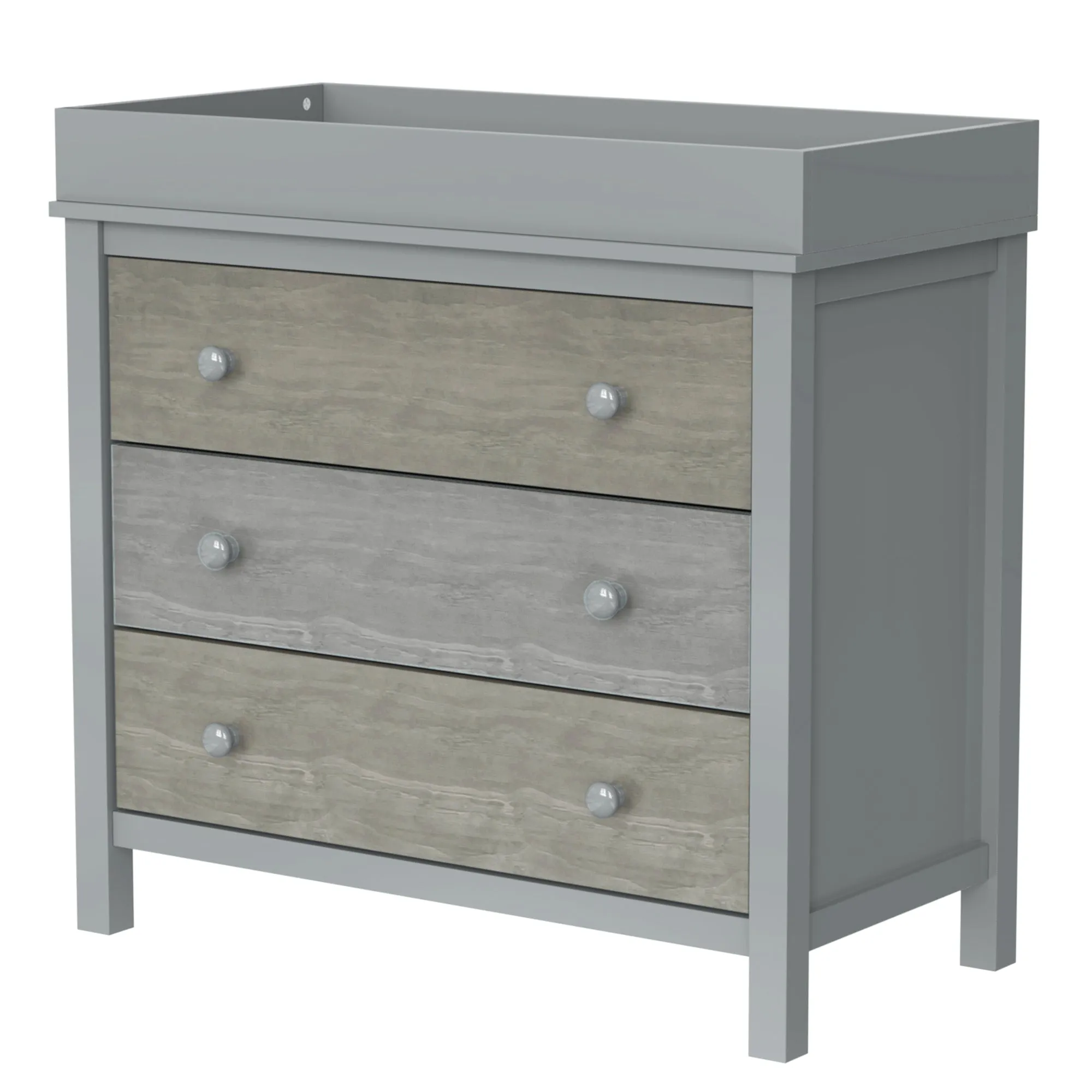 3-Drawer Changer Dresser with Removable Changing Tray in Gray