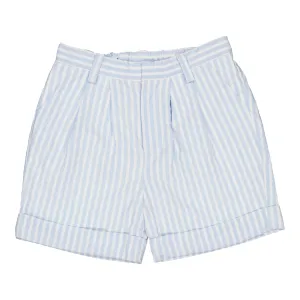 Adam Boy Short with Rolled Up Bottom in Blue and White Seersucker Stripes