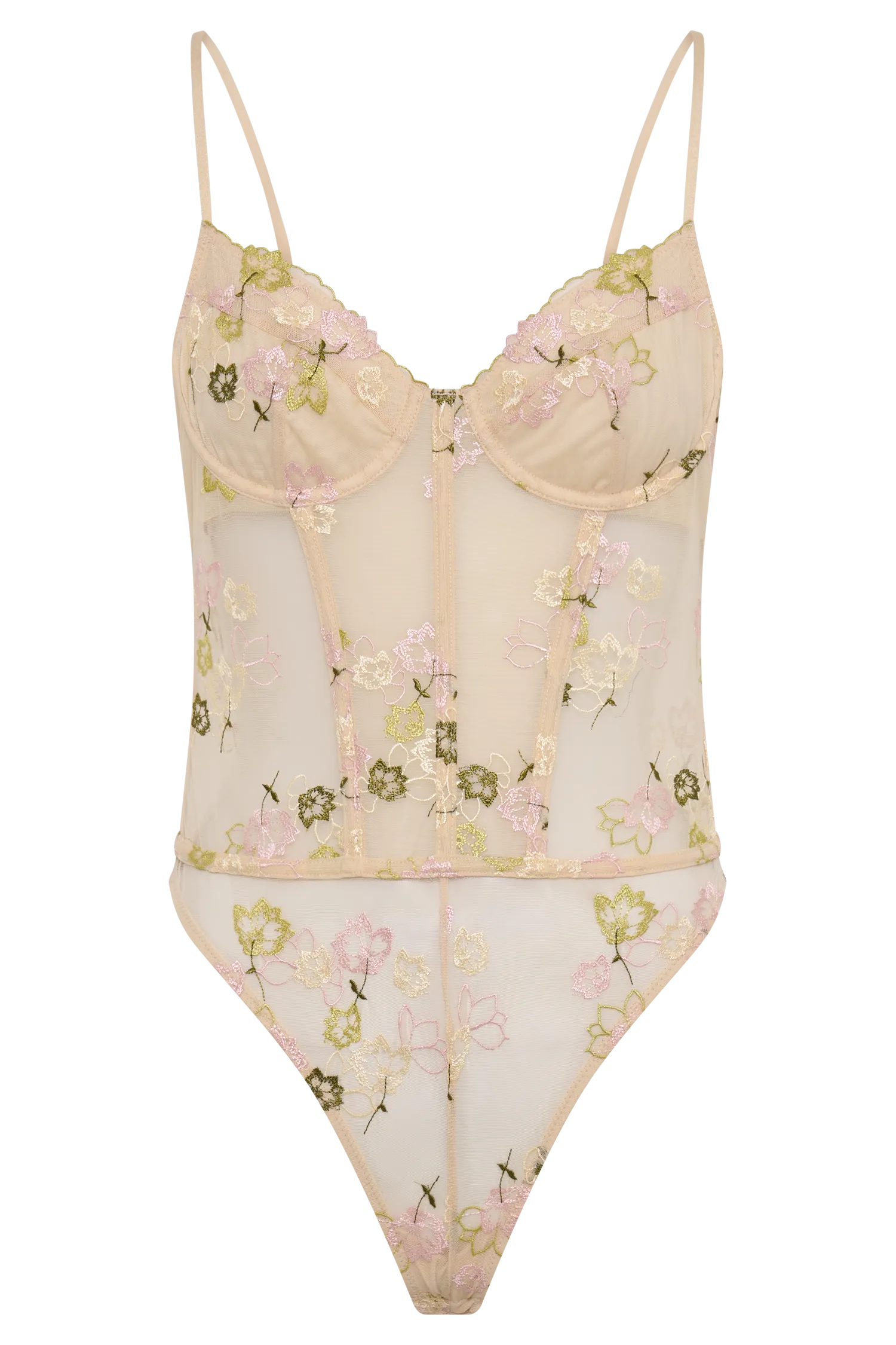 Annette Lace Bodysuit - Nude Floral