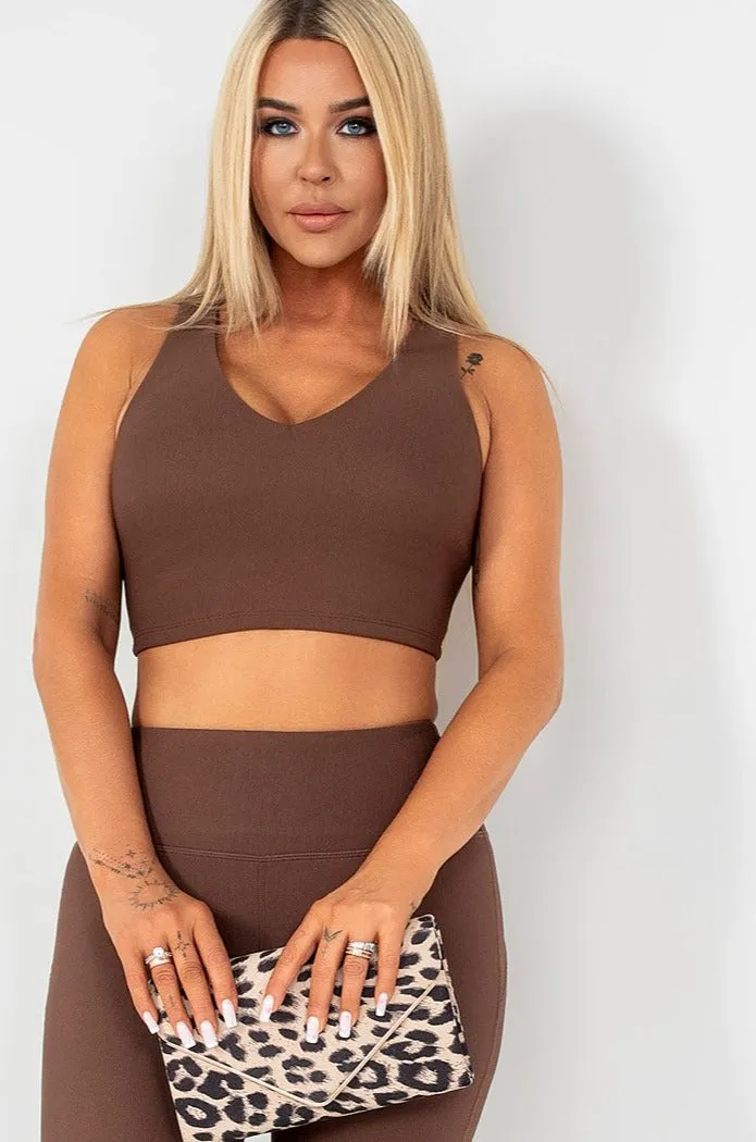 Arabella Chocolate Ribbed Crop Top