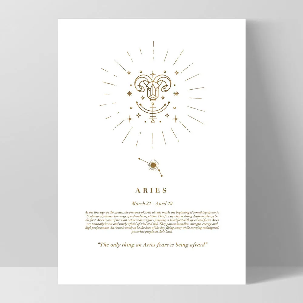 Aries Star Sign | Celestial Boho (faux look foil) - Art Print