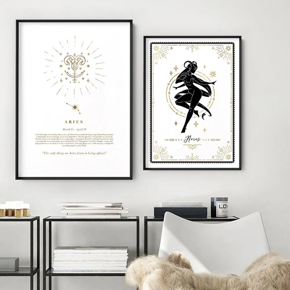 Aries Star Sign | Celestial Boho (faux look foil) - Art Print