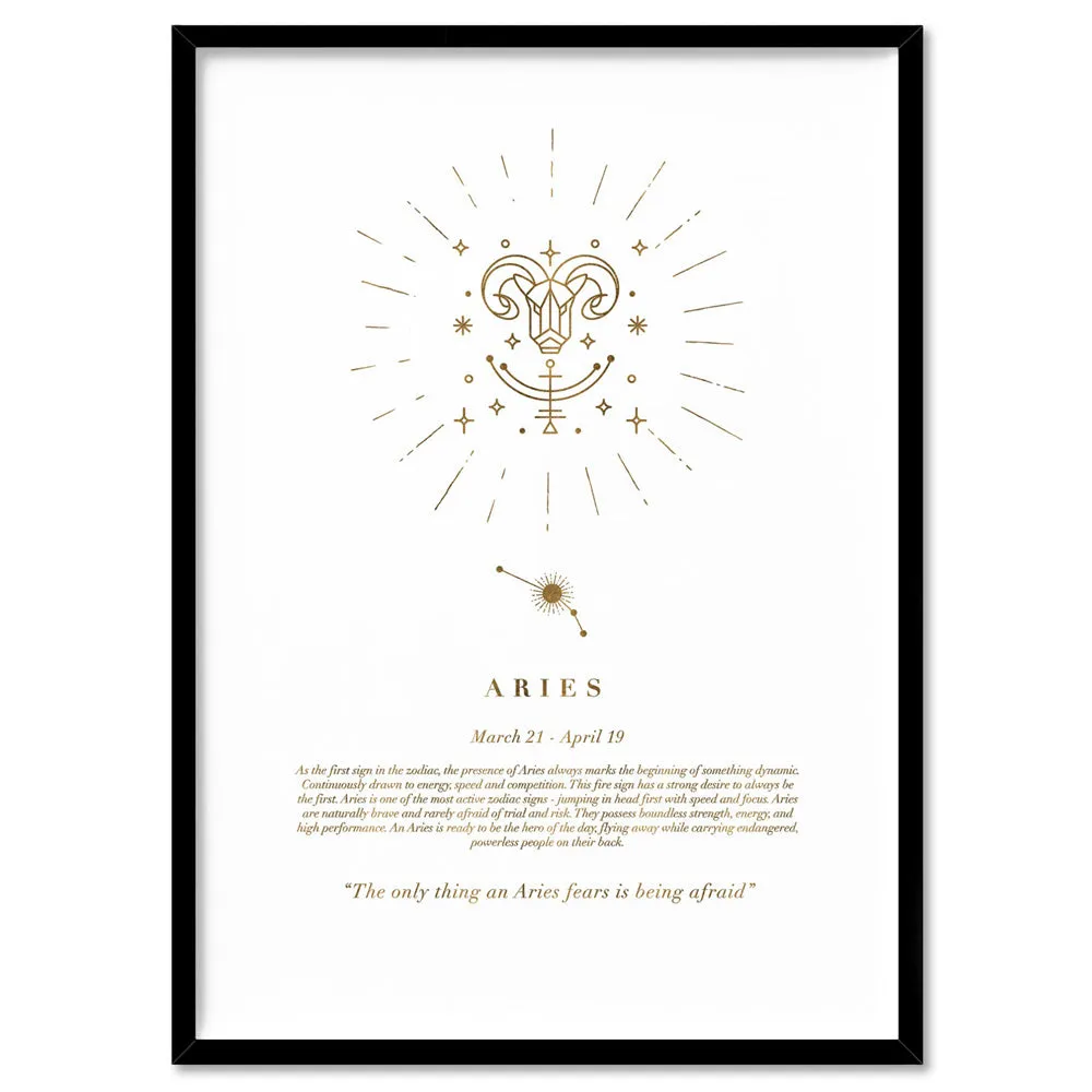 Aries Star Sign | Celestial Boho (faux look foil) - Art Print