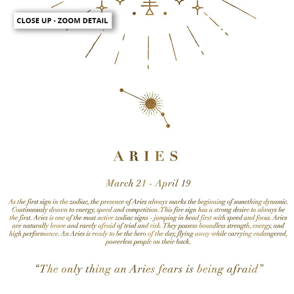 Aries Star Sign | Celestial Boho (faux look foil) - Art Print