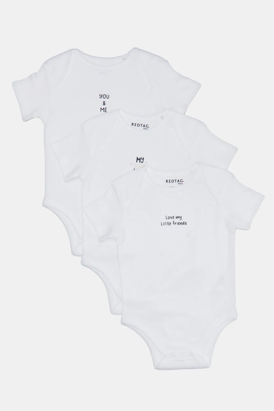 Babies White Printed Bodysuit Set (Pack Of 3)