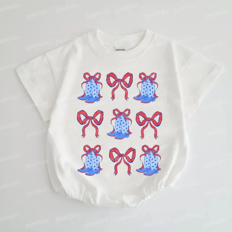 Baby 4th Of July Bow Romper