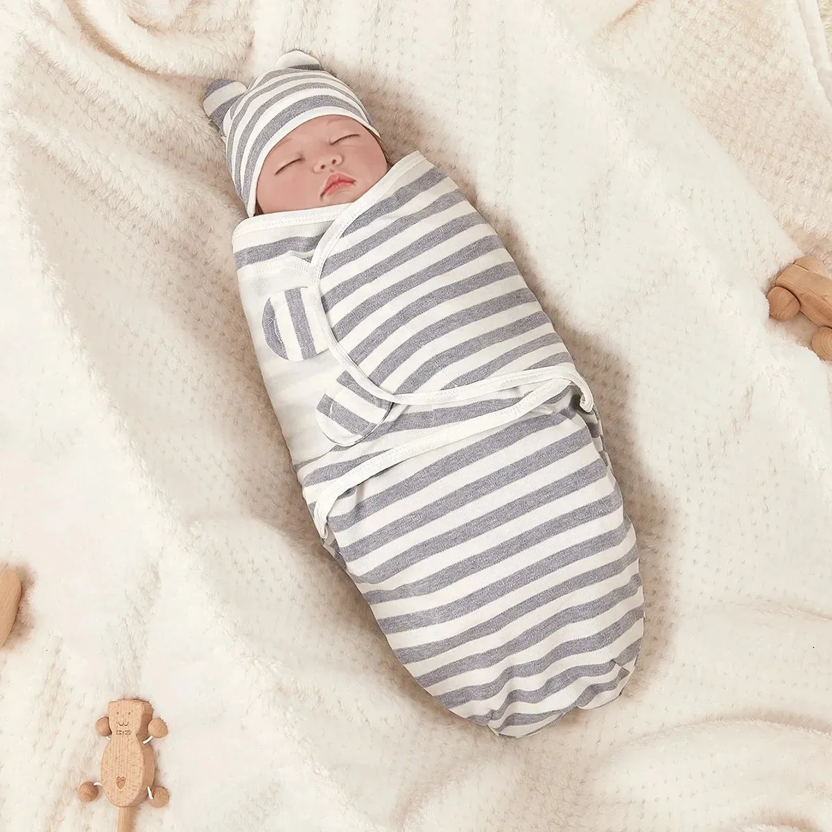 Baby Anti-shock Swaddle Cotton Wrap Two-piece Baby Anti-kick Blanket Suitable for 0-3 Months