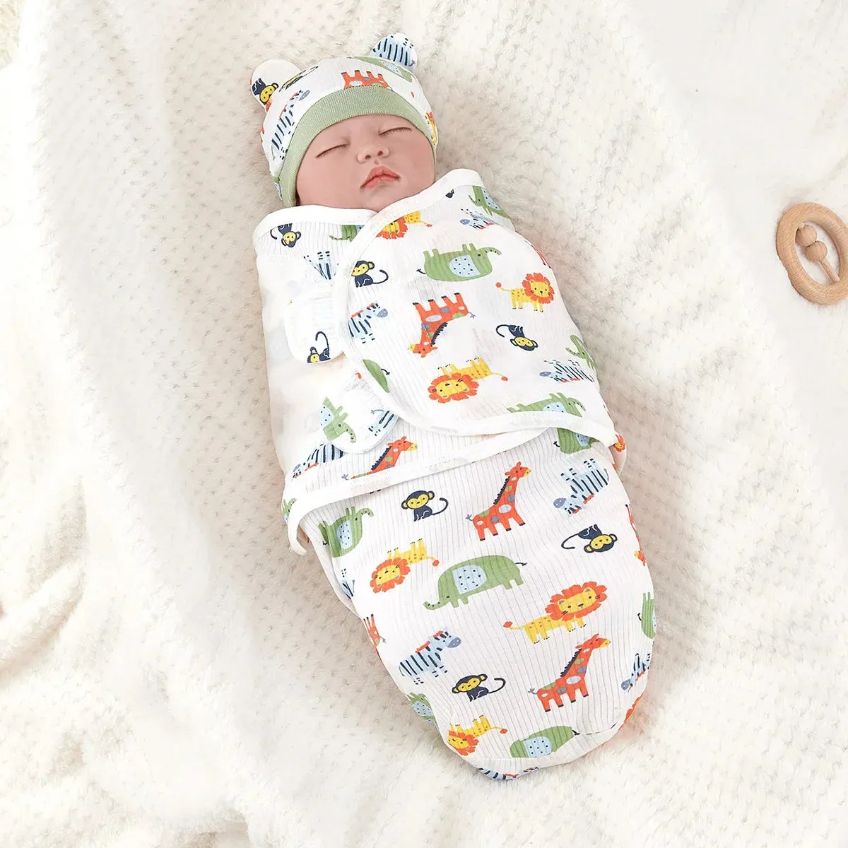 Baby Anti-shock Swaddle Cotton Wrap Two-piece Baby Anti-kick Blanket Suitable for 0-3 Months