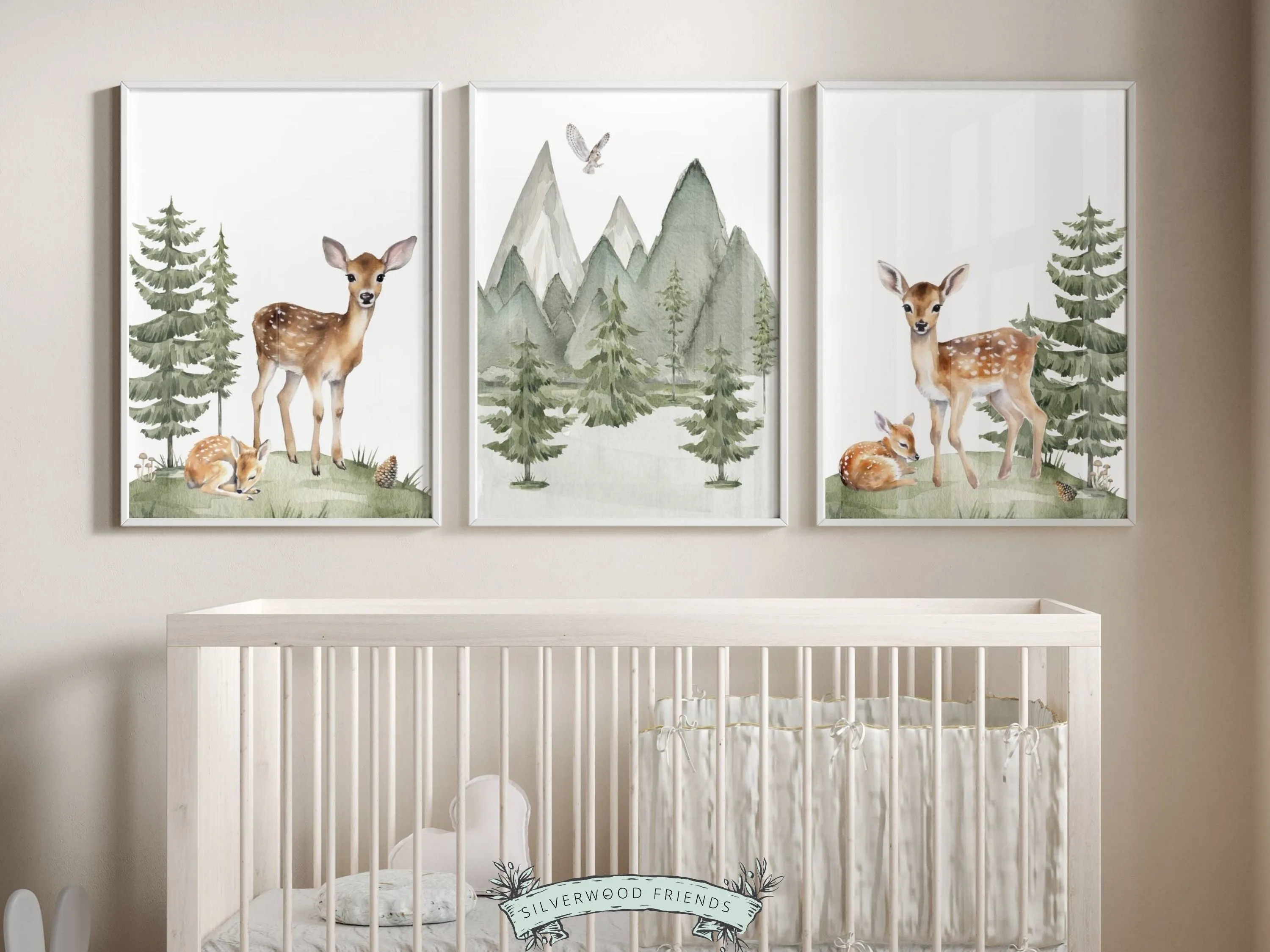 Baby Deer Forest Nursery Prints