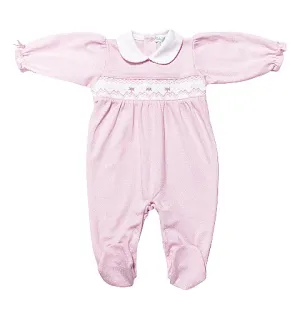 Baby Girl's Pink Hand Smocked Footie