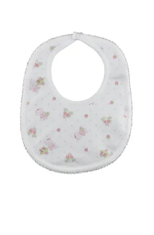 Baby Girl's Strawberry Bear Bib