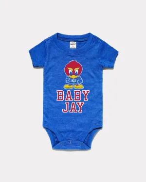 Baby Jay Vintage Kansas Jayhawks Blue Onesie