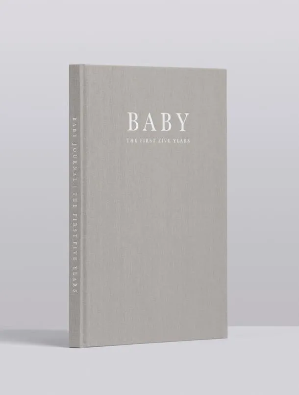 Baby Journal - Birth To Five Years - Grey / Oatmeal / Pink / Blue