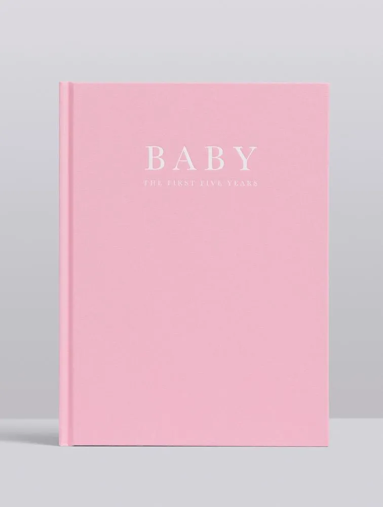 Baby Journal - Birth To Five Years - Grey / Oatmeal / Pink / Blue