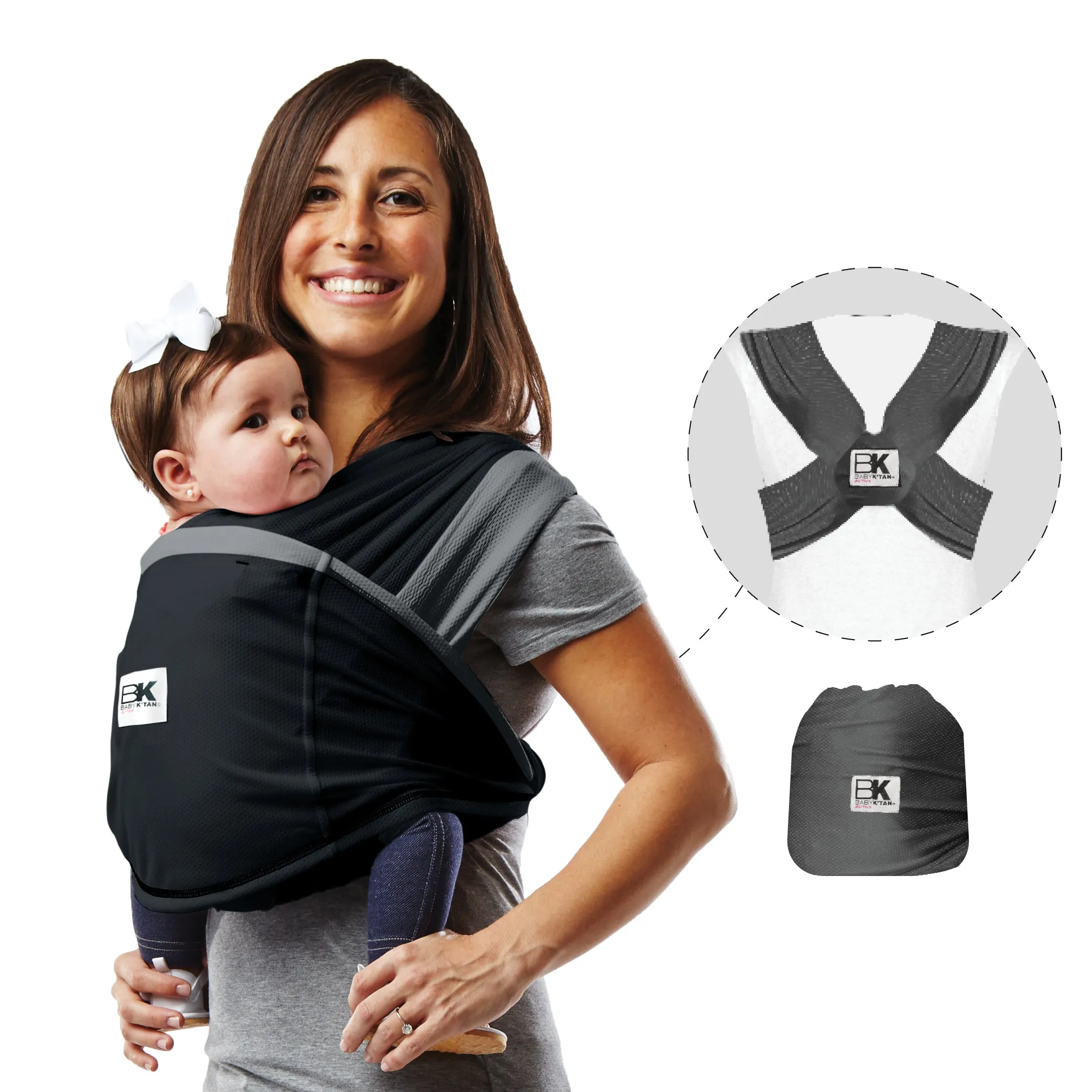 Baby K'tan Active Oasis Baby Carrier - Black/Grey - XS