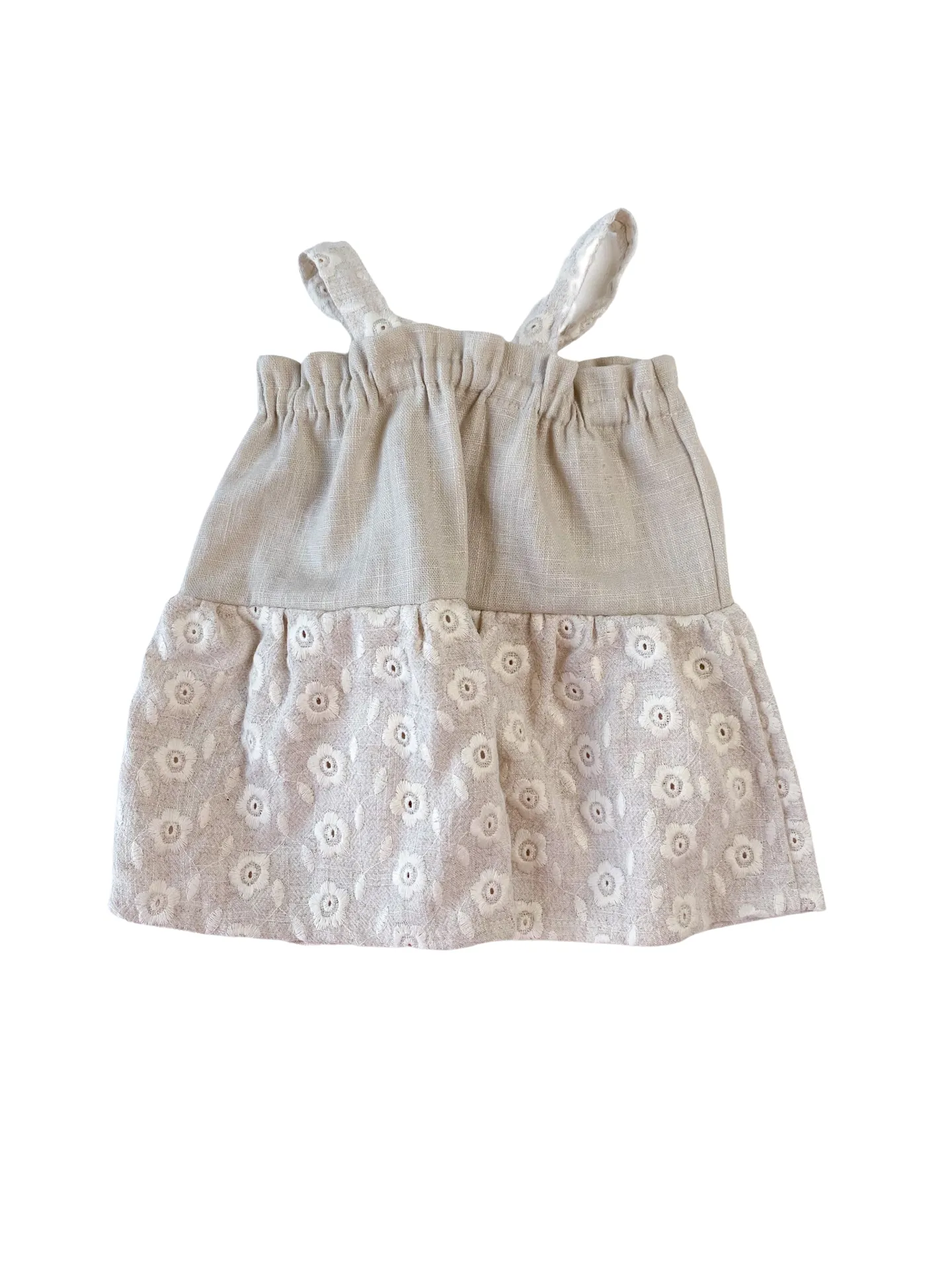 Baby linen dress / embroidered linen - ecru