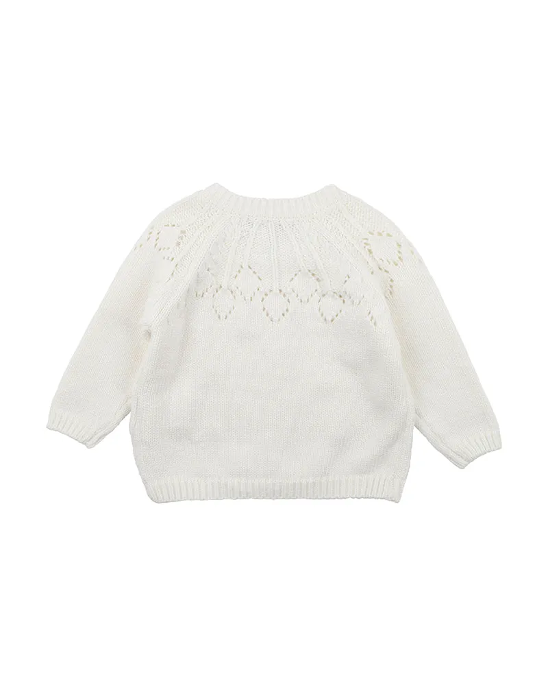 Bebe Needle Out Cardigan - Cream (Size NB-2)