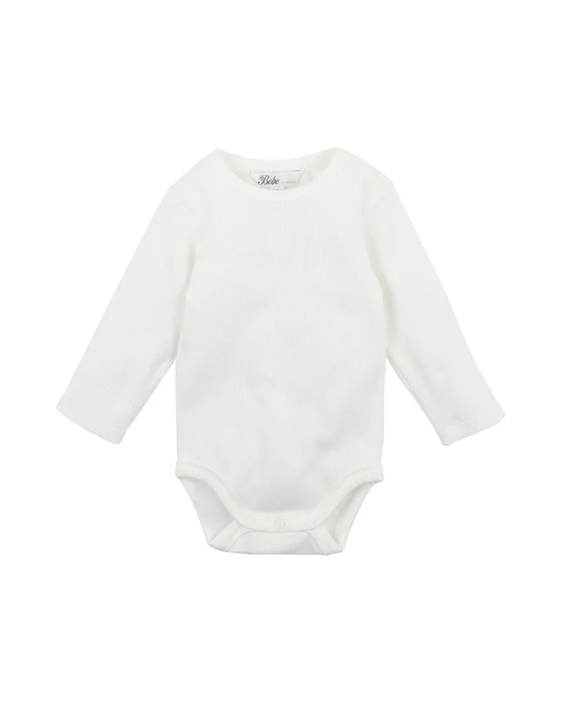 Bebe Rib L/S Bodysuit - Cloud (Size NB-2)