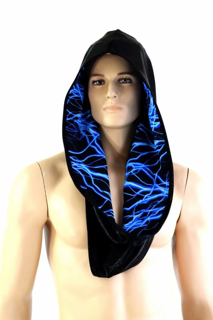 Black & Blue Lightning Reversible Infinity Festival Hood