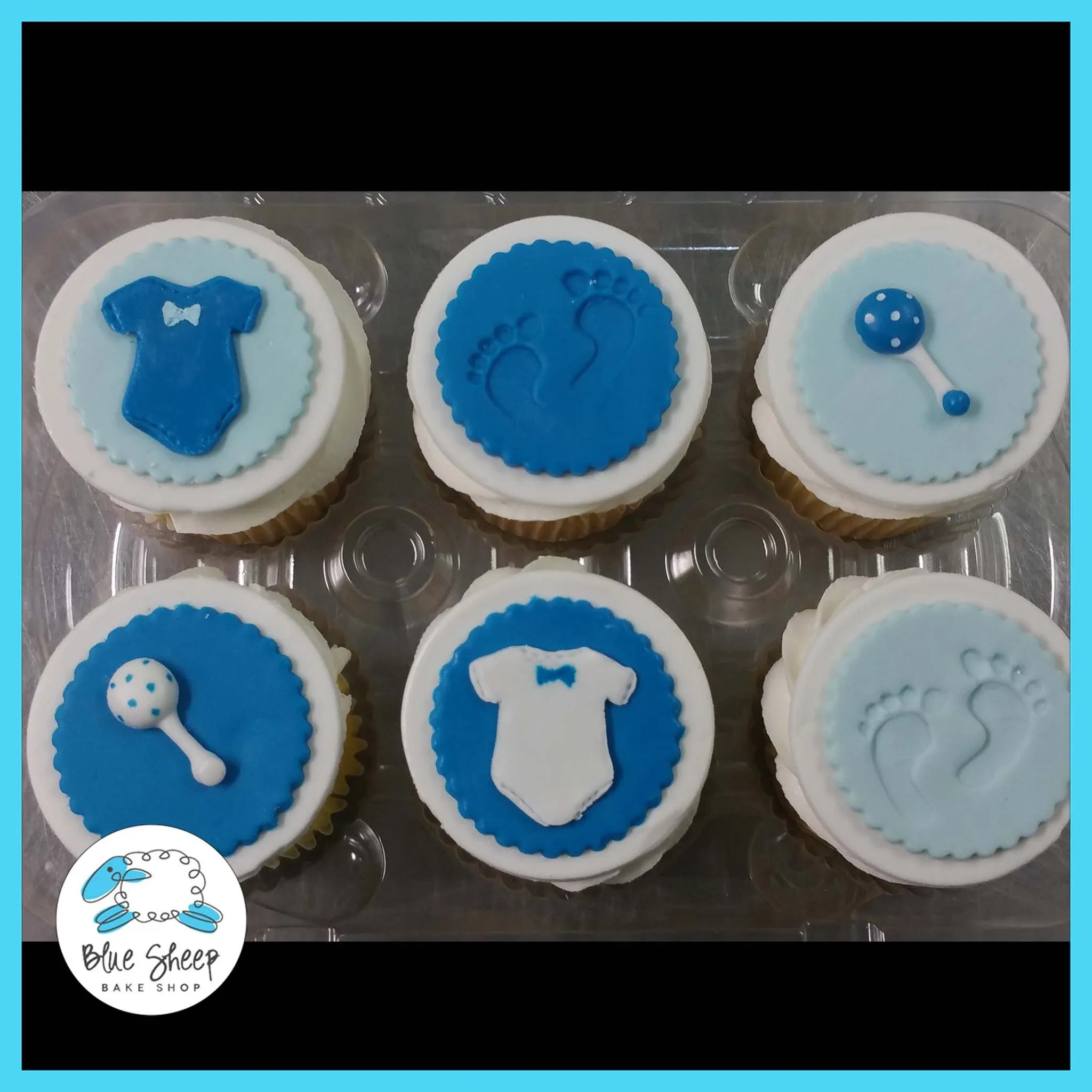 Blue and White Baby Shower Cupcakes