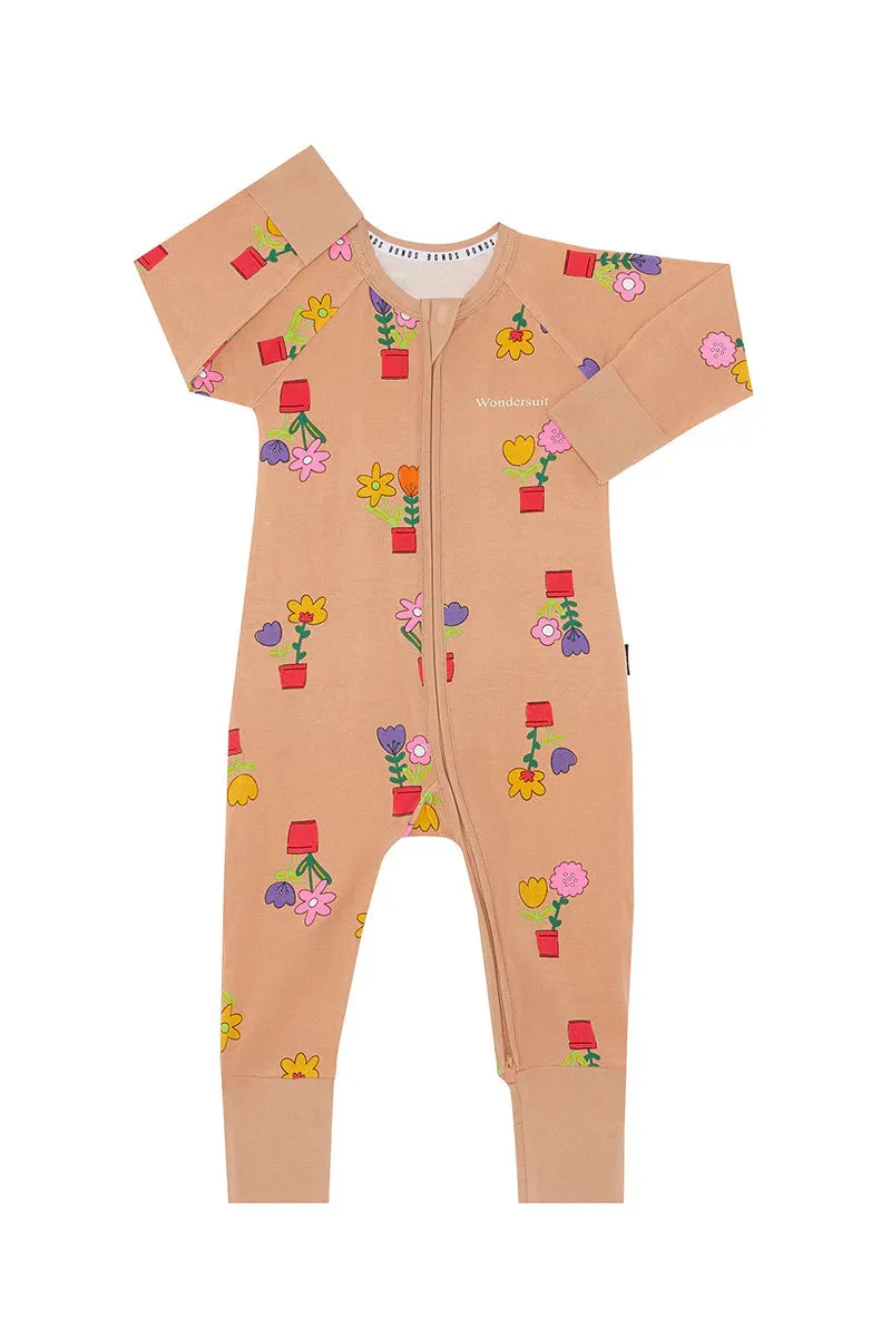 Bonds Zip Wondersuit - Flower Pots Spiced Honey