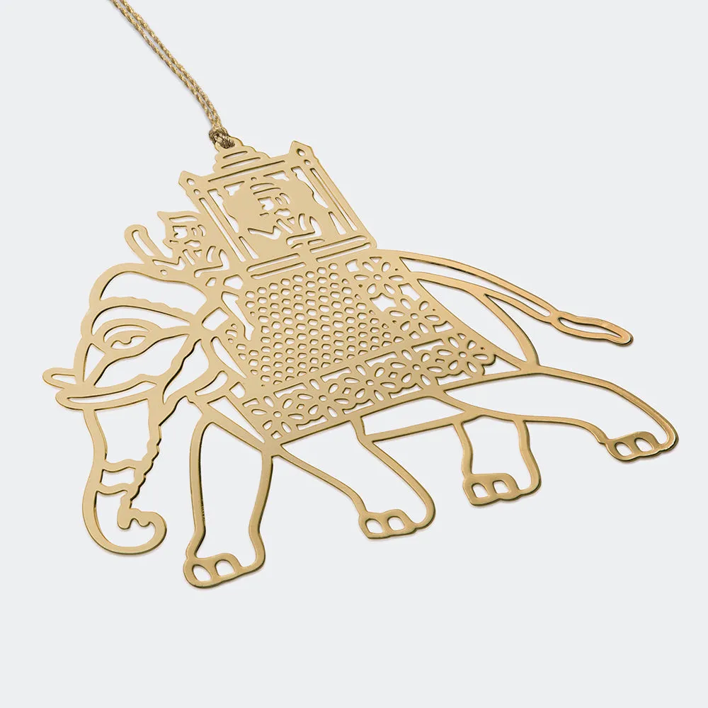 Brass Bookmark Elephant with Carriage