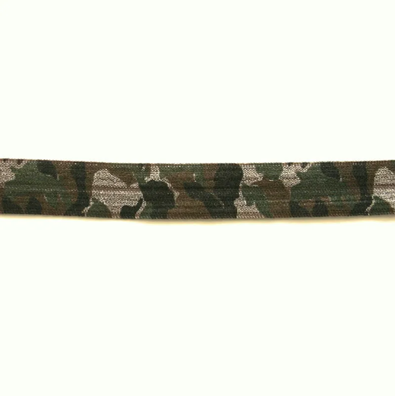 Camoflauge Fold Over Elastic, Brown Background