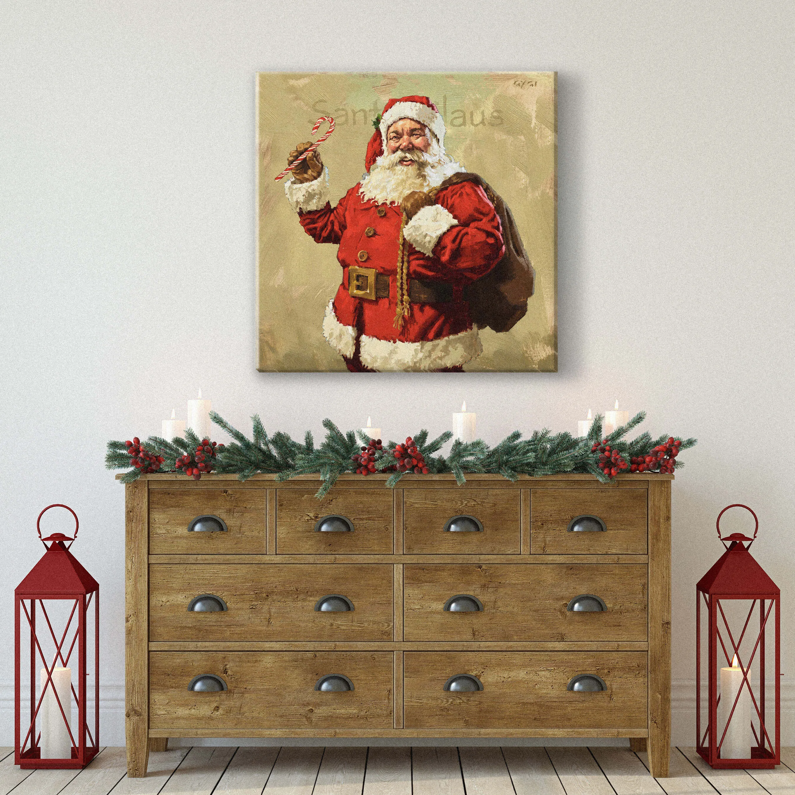 Candy Cane Santa Wall Art