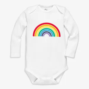 Clearance organic long sleeve babysuit in rainbow graphic