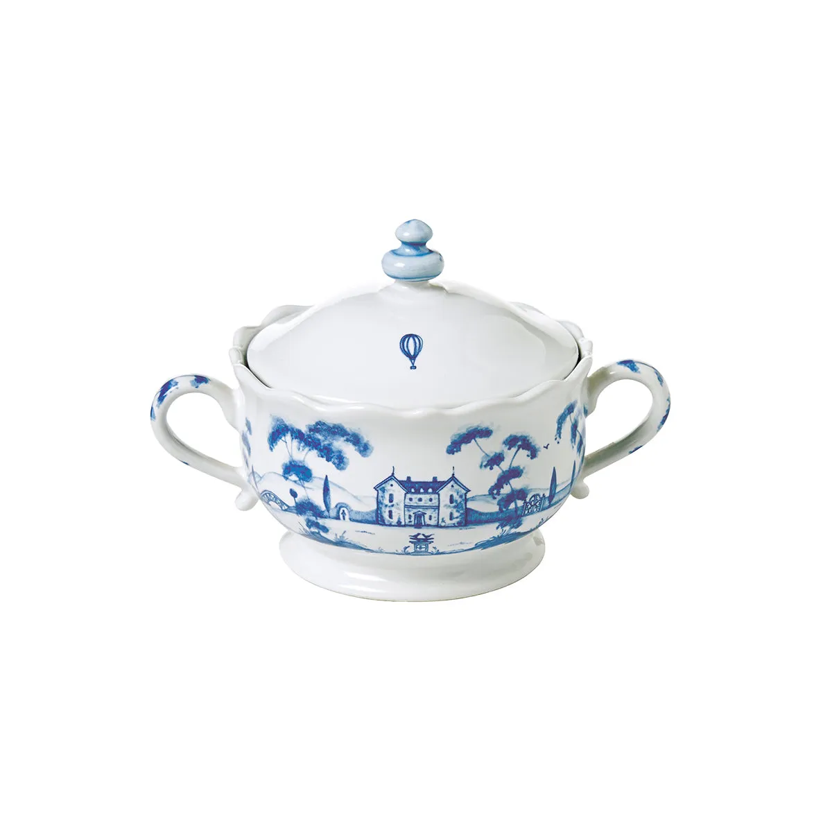 Country Estate Sugar Bowl with Lid- Delft Blue