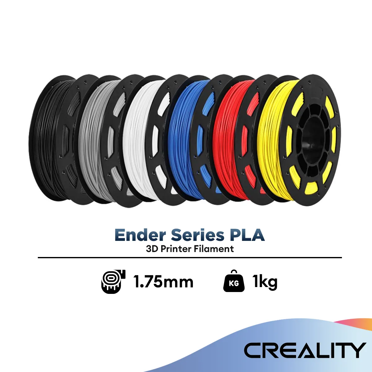 Creality Ender Series PLA Filament 1.0kg 1.75mm Ender-PLA (Black/Grey/White/Red/Blue/Yellow) | Creality Ender PLA