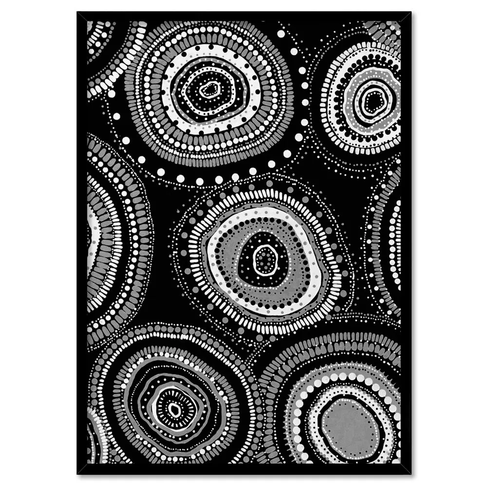 Dancing Bora Rings I B&W - Art Print by Leah Cummins