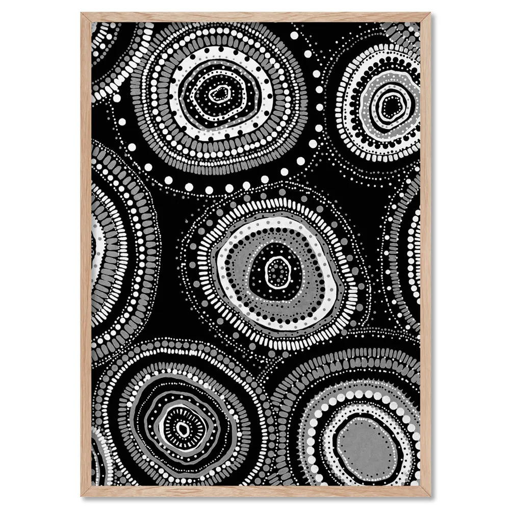 Dancing Bora Rings I B&W - Art Print by Leah Cummins