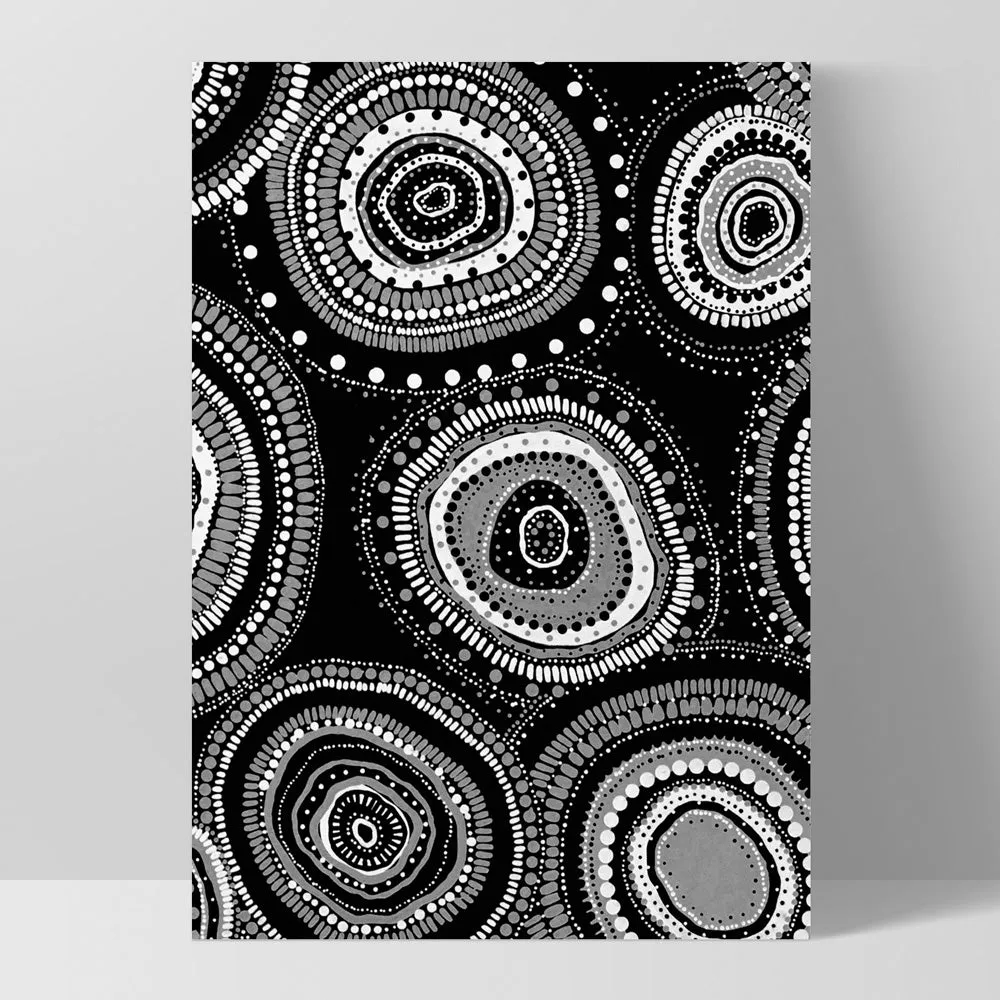 Dancing Bora Rings I B&W - Art Print by Leah Cummins