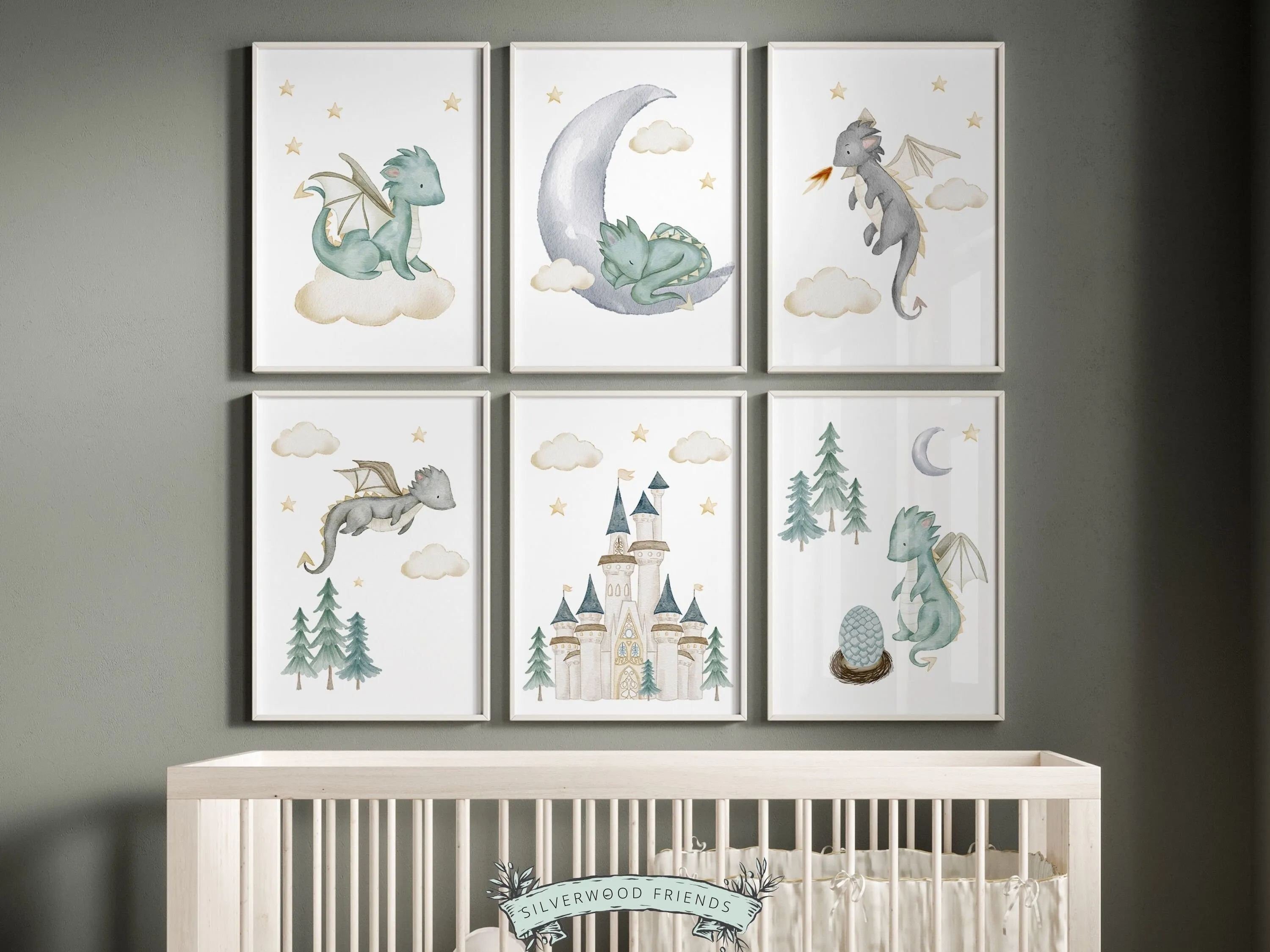 Dragon Nursery Prints Set of 6