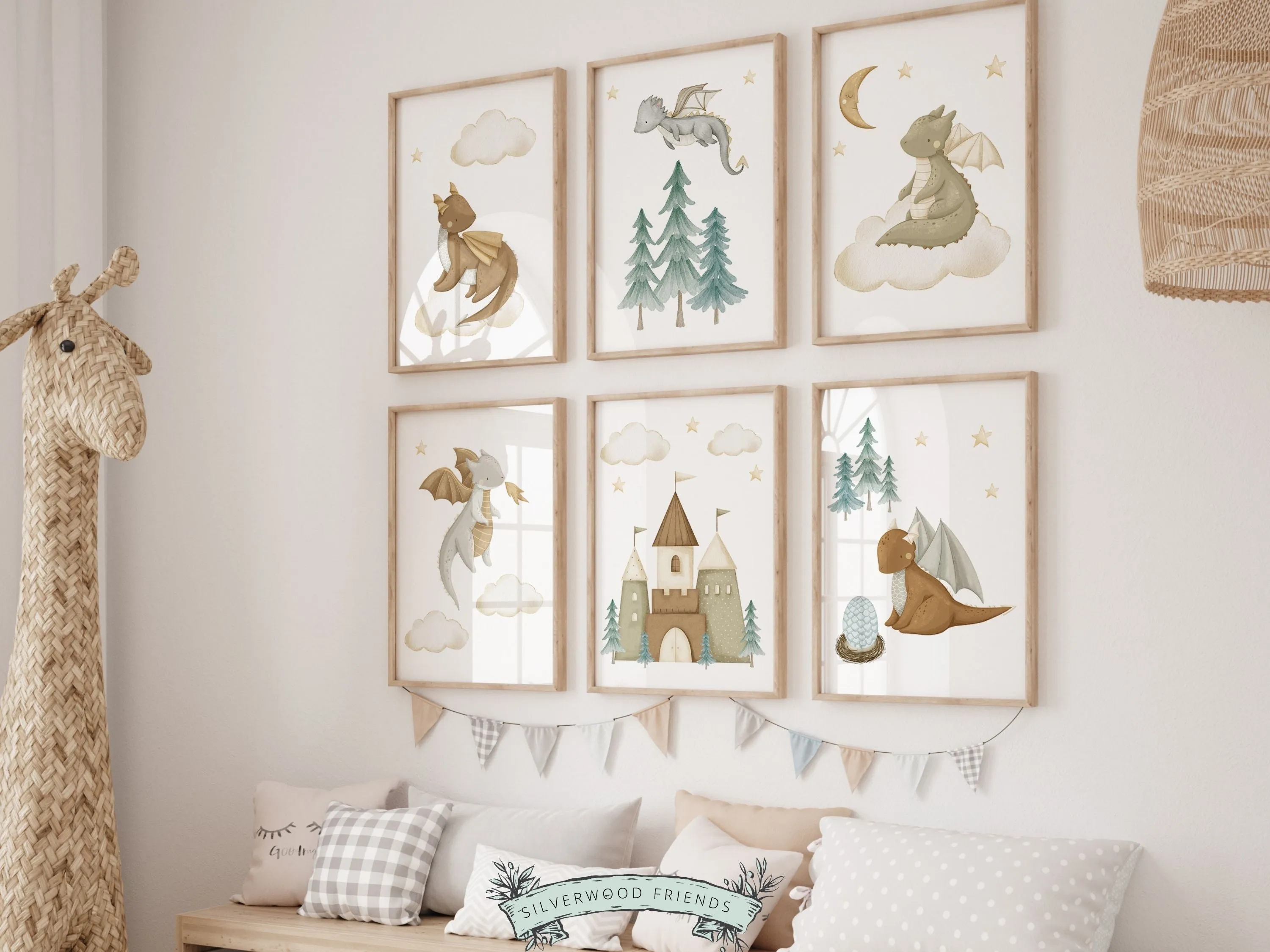 Dragon Nursery Prints Set of 6