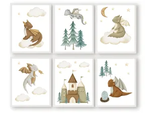 Dragon Nursery Prints Set of 6