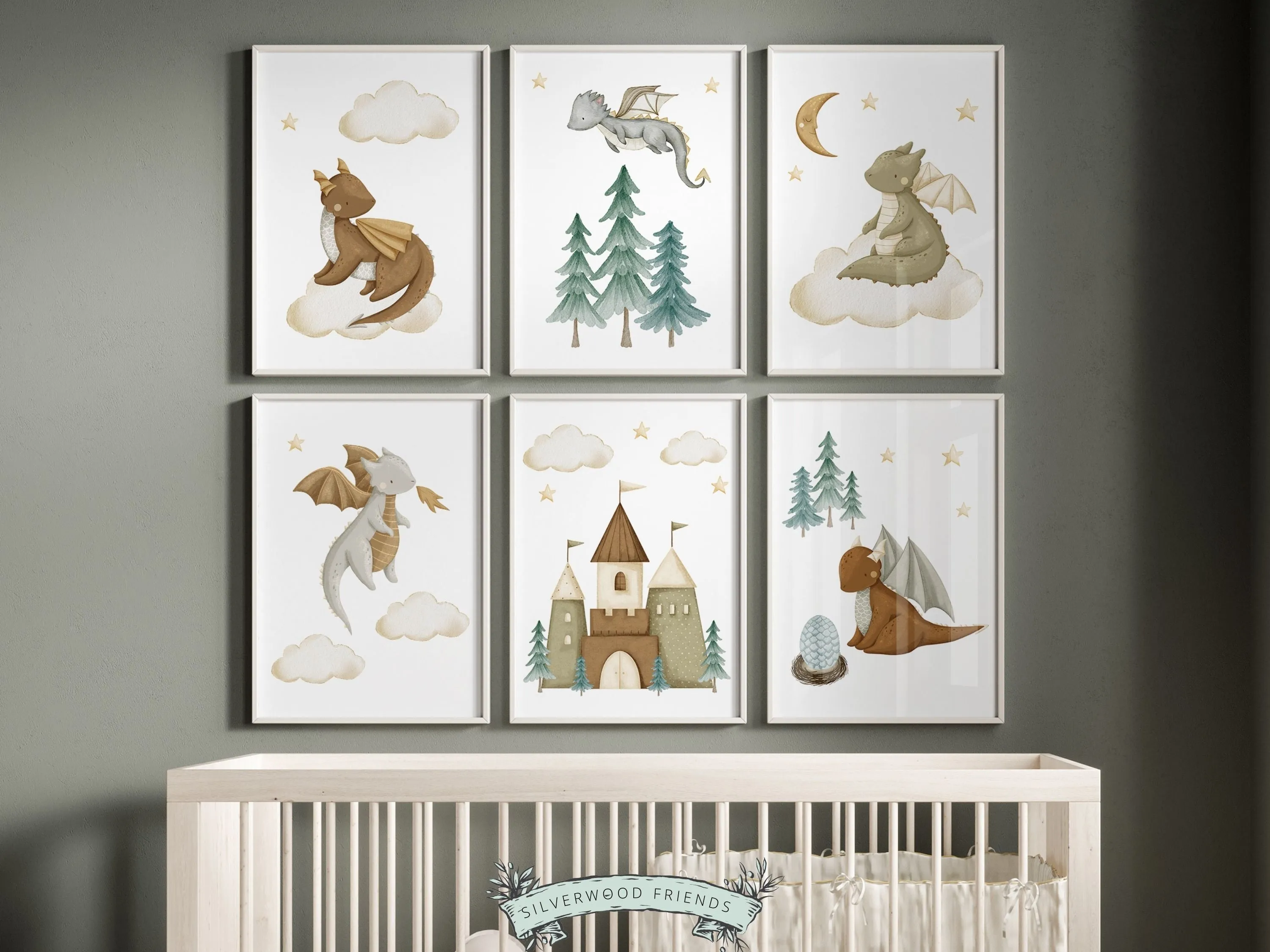 Dragon Nursery Prints Set of 6