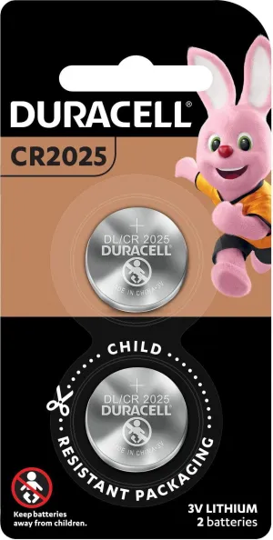 Duracell Lithium CR2025 Coin Batteries 2's Pack