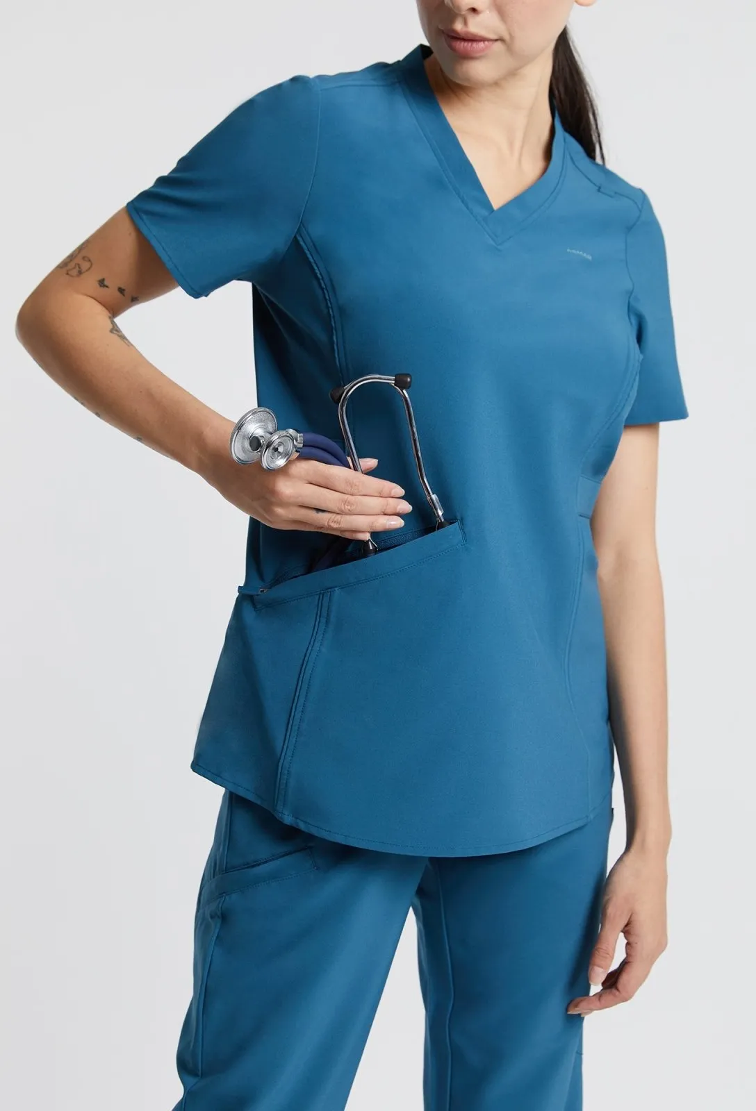 Emeline Zippered Pocket Scrub Top