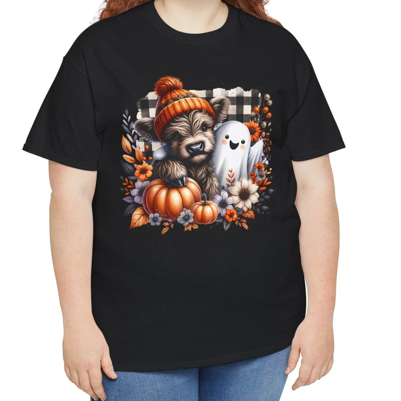 Fall cow, ghost & Pumkins Tee