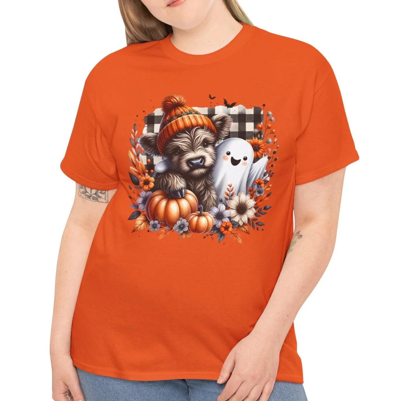 Fall cow, ghost & Pumkins Tee