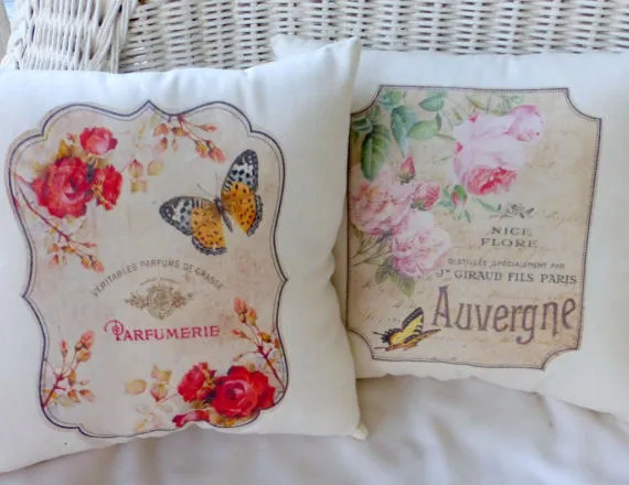 French label accent pillow, Vintage French Pillow, Paris pillow