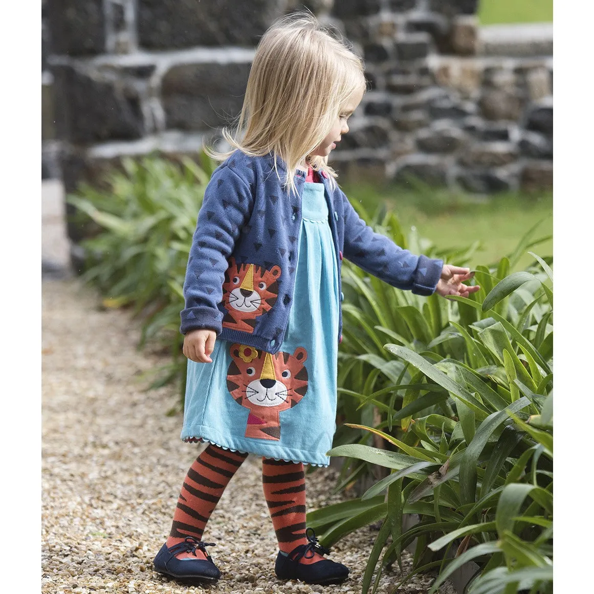 Frugi Baby Kids Little Betsy Blue/Tiger Cardigan