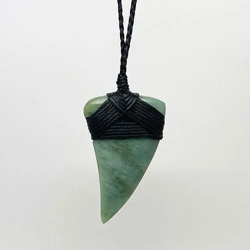 Genuine NZ Greenstone Ngai Tahu Shark Tooth Necklace