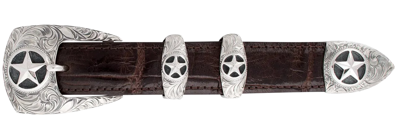 Greg Jensen 1" Engraved Star Buckle Set